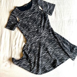 Black and white print fit and flare dress